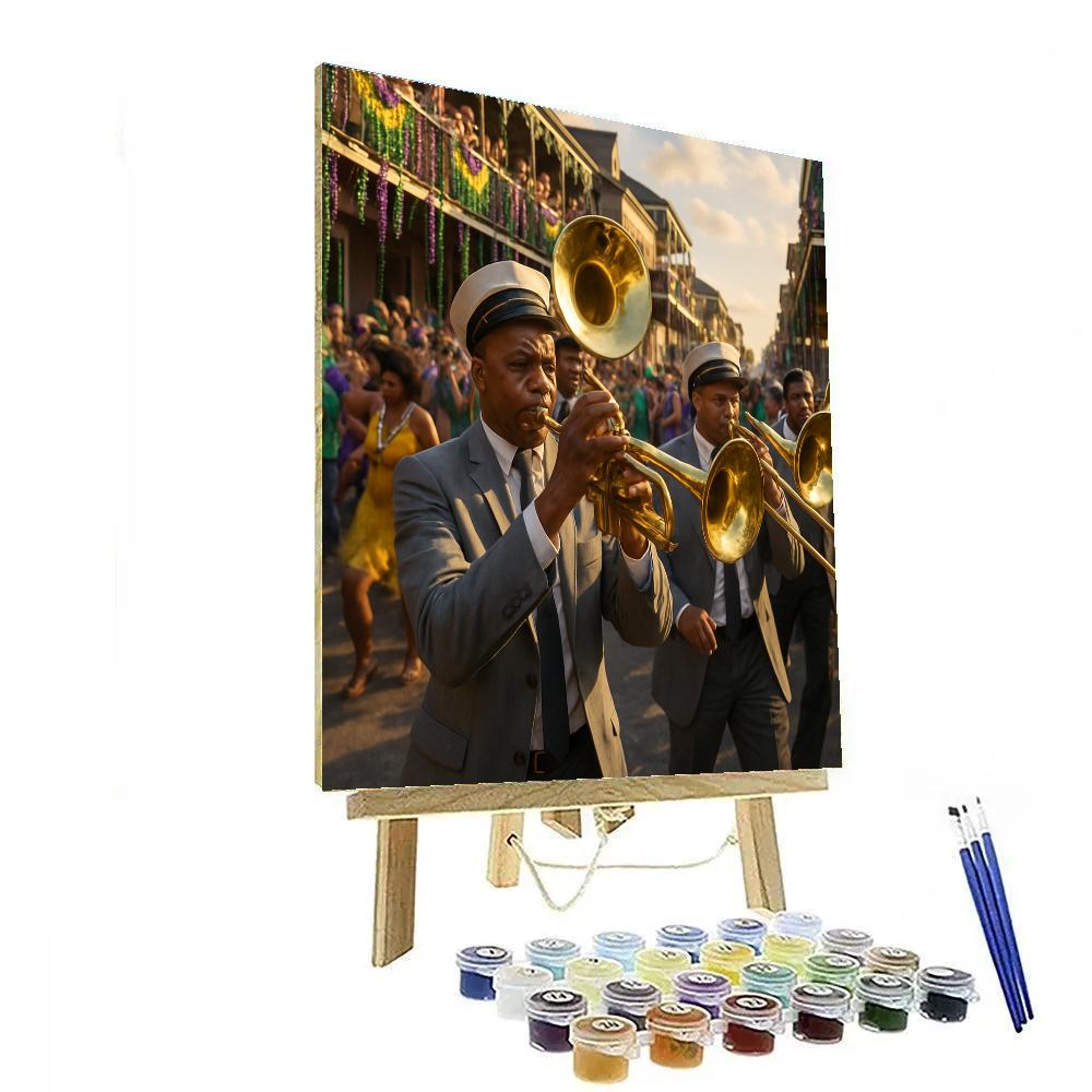 Mardi Gras Brass Band On New Orleans Street painting number kit