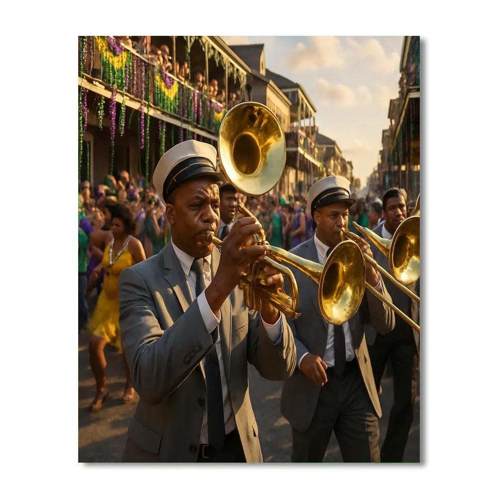 Mardi Gras Brass Band On New Orleans Street painting number kit