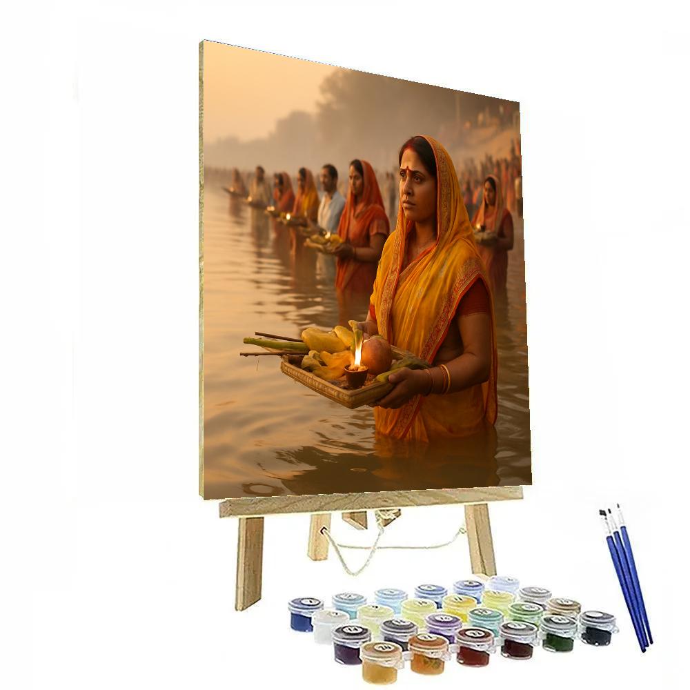Chhath Puja Sunrise Offerings At Patna Ghat DIY paint by numbers