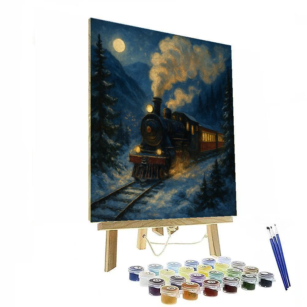 Snowy Train To The Christmas Valley Number painting