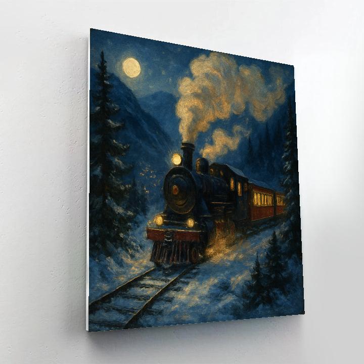 Snowy Train To The Christmas Valley Number painting
