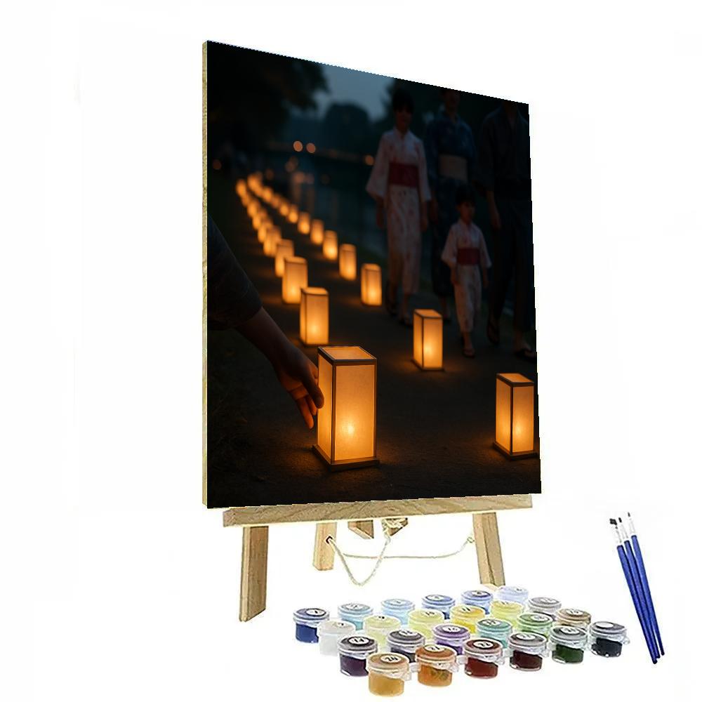 Obon Lanterns Along A Japanese Riverside paint by numbers