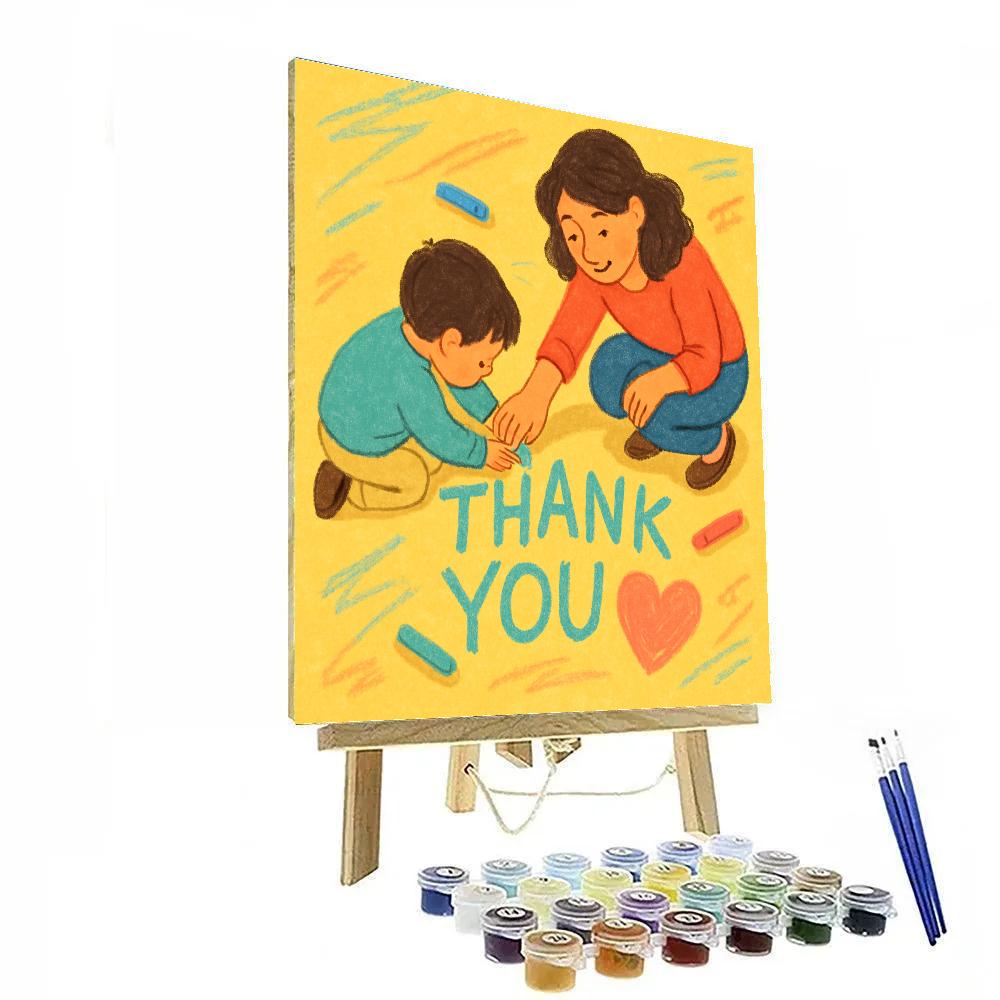 Chalk Sidewalk Thank You Message Painting by numbers kit
