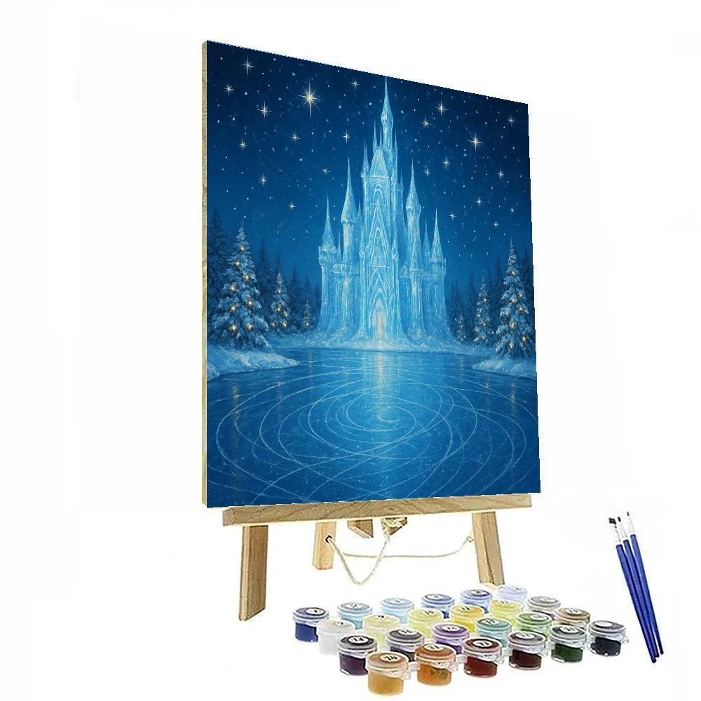 Starlit Ice Castle On A Frozen Lake Number painting