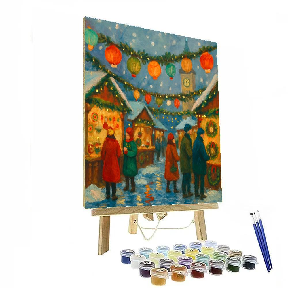 Winter Market Under Paper Lanterns Paint by numbers art