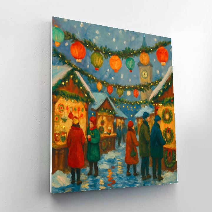 Winter Market Under Paper Lanterns Paint by numbers art