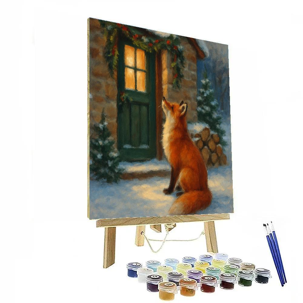 Christmas Eve Fox At The Cottage Door Number painting