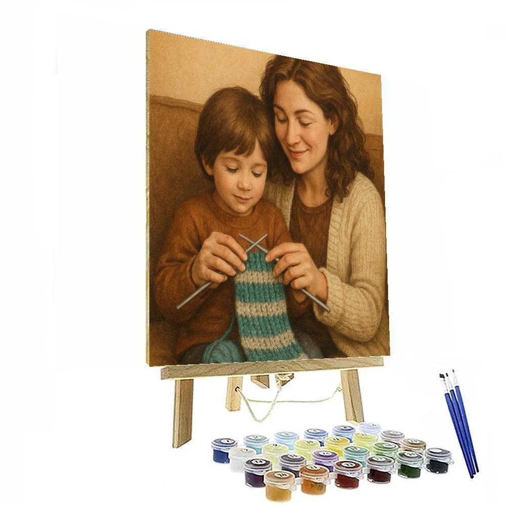 Knitting Lesson Shared Scarf DIY paint by numbers