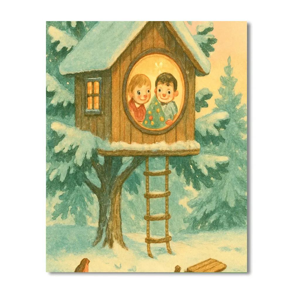 Christmas Morning In The Treehouse DIY paint by numbers