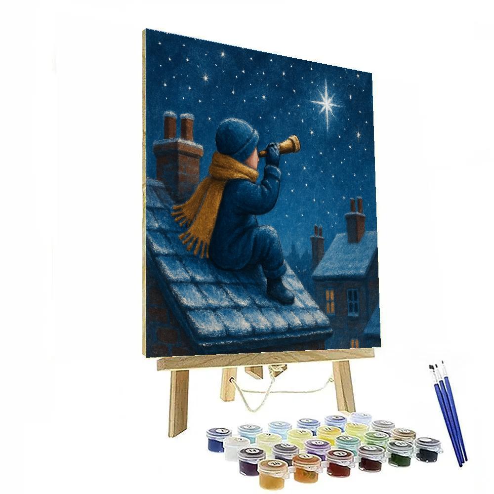 Christmas Stargazing On The Rooftop Painting by numbers kit