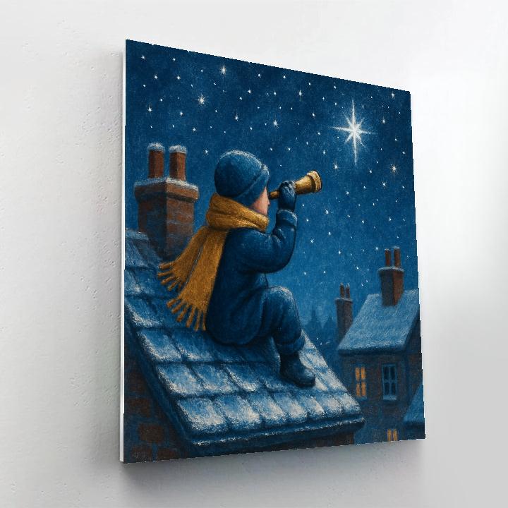 Christmas Stargazing On The Rooftop Painting by numbers kit