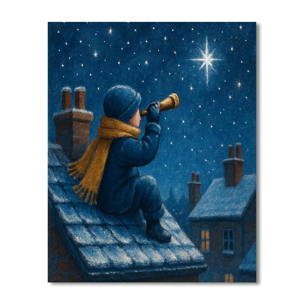 Christmas Stargazing On The Rooftop Painting by numbers kit