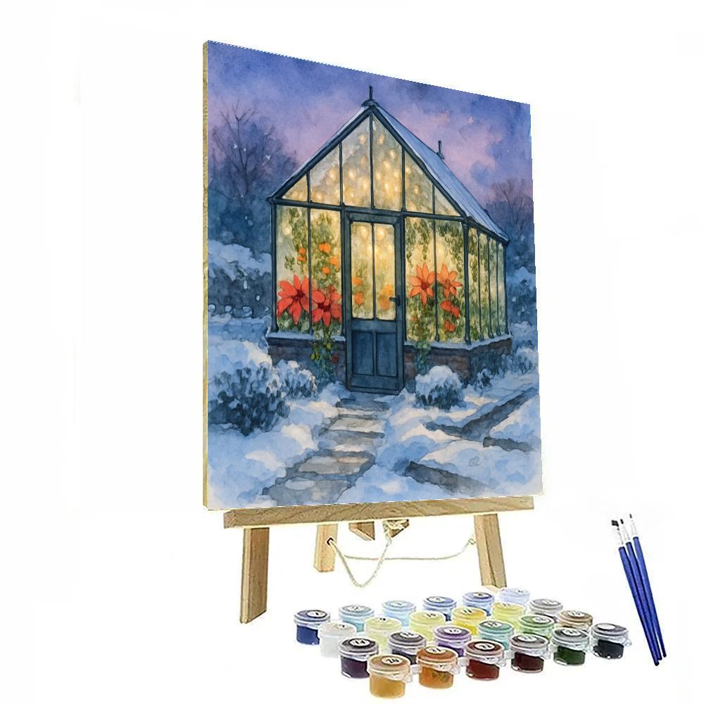 Christmas Greenhouse In The Snow paint by number