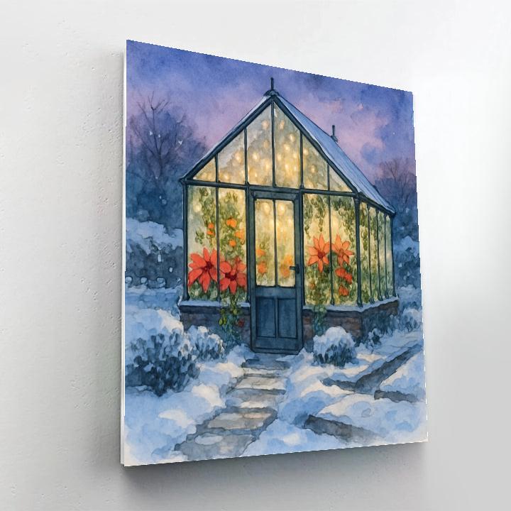 Christmas Greenhouse In The Snow paint by number
