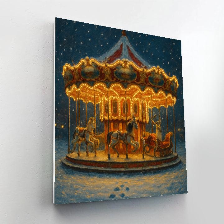 Christmas Carousel In The Snowstorm paint by numbers