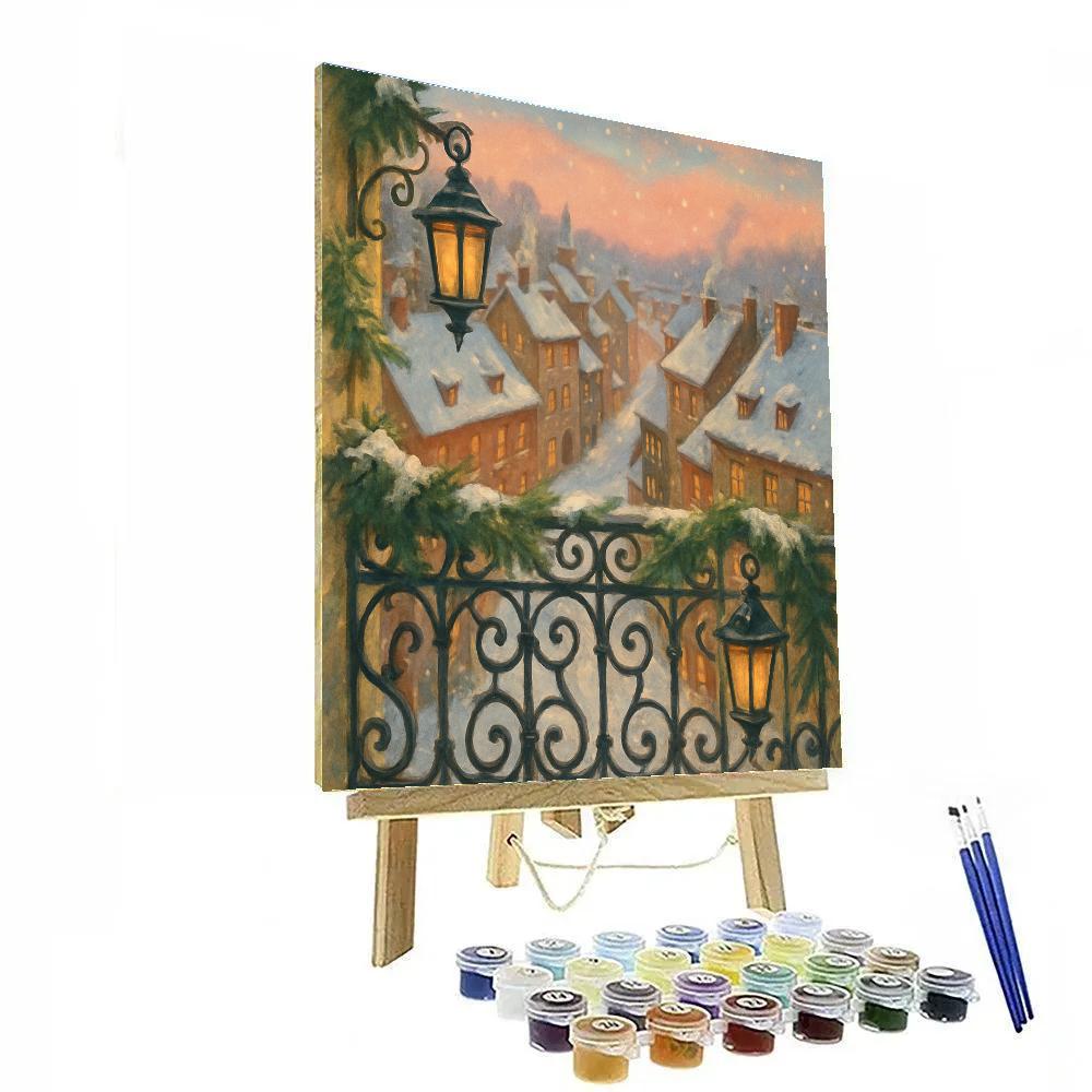 Christmas Balcony Over Old Town paint by number