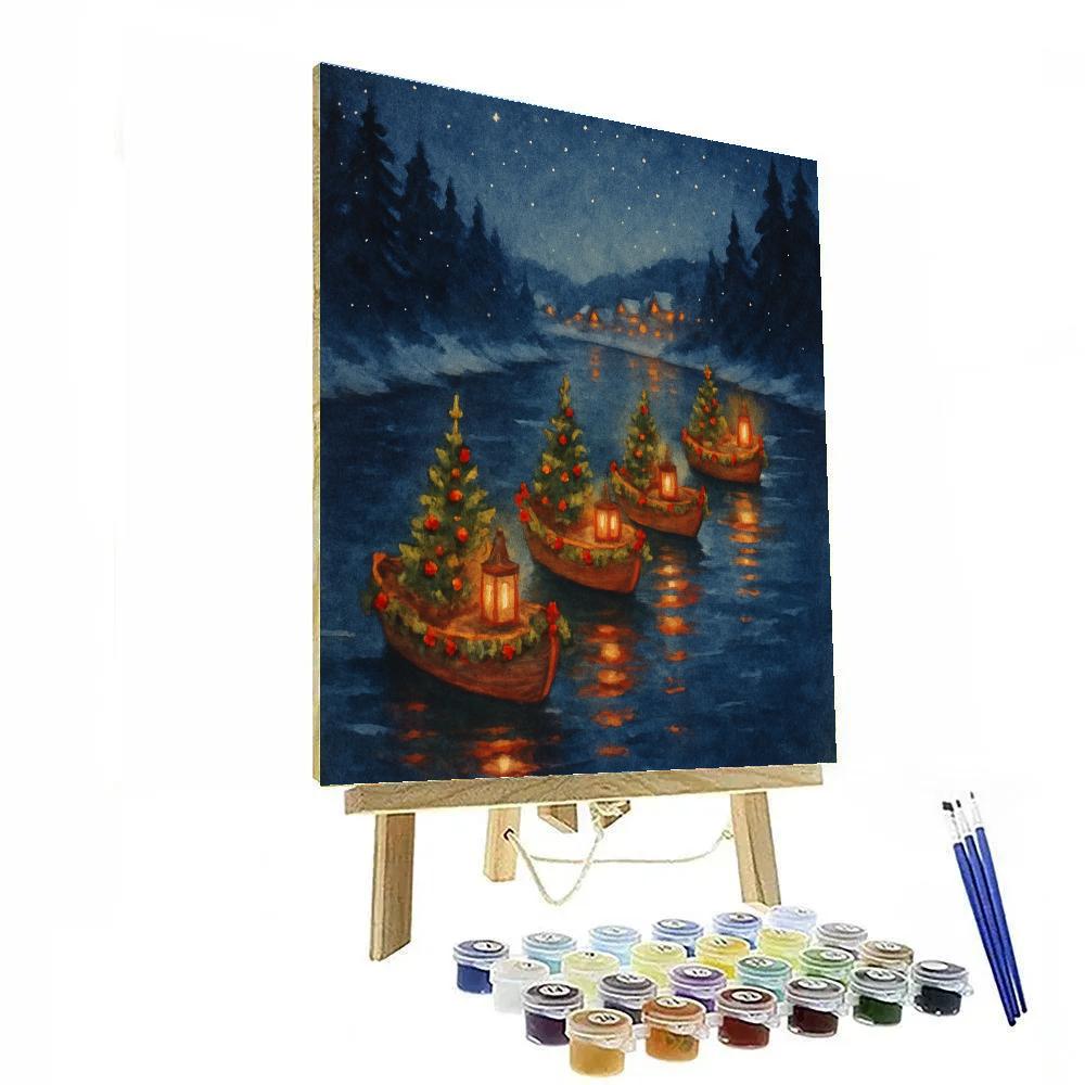 Christmas Lantern Boat Parade paint by numbers