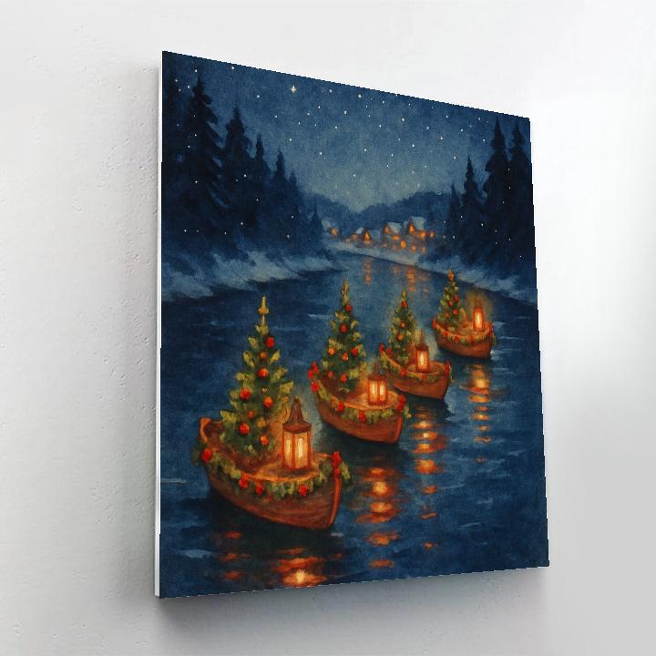 Christmas Lantern Boat Parade paint by numbers