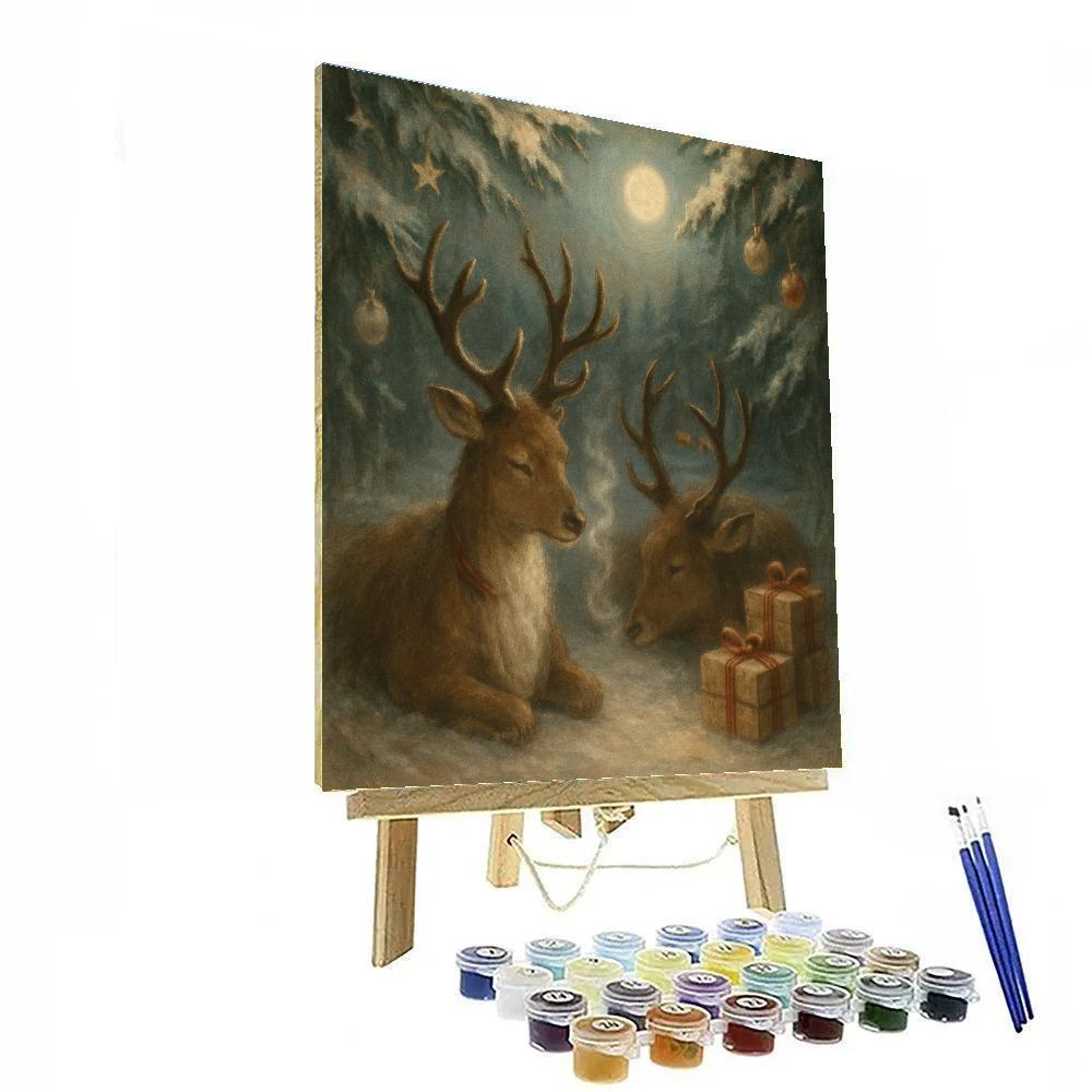 Reindeers Resting At The Forest Edge paint by numbers