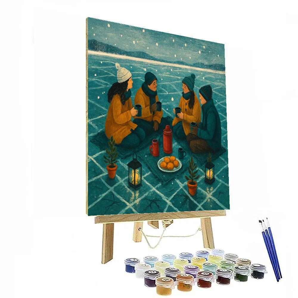 Christmas Picnic On The Frozen Lake painting number kit