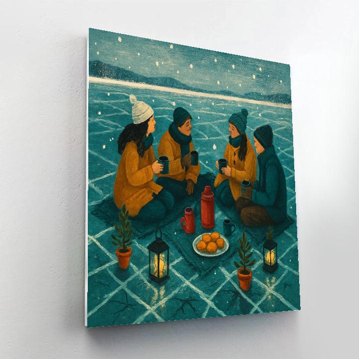 Christmas Picnic On The Frozen Lake painting number kit