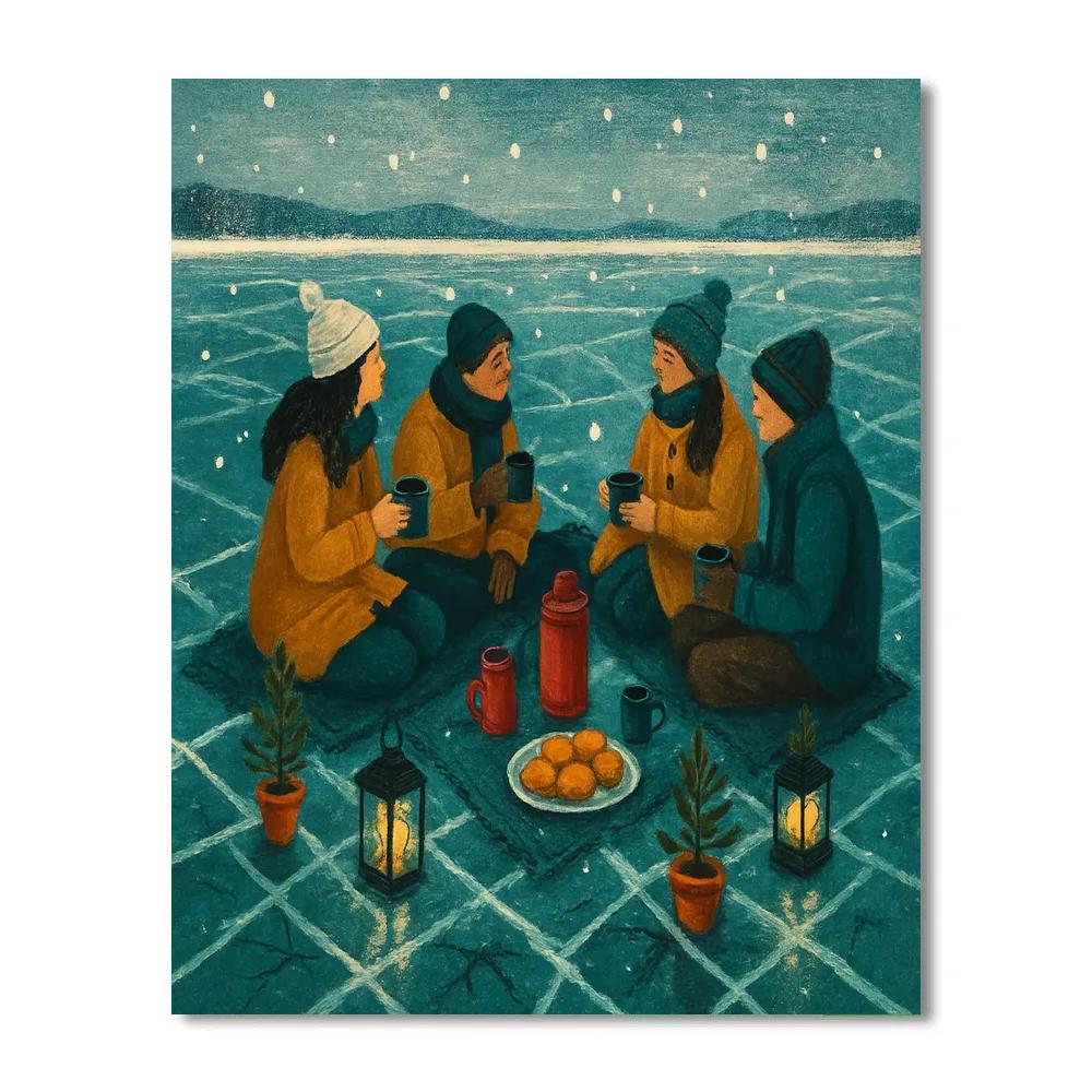 Christmas Picnic On The Frozen Lake painting number kit