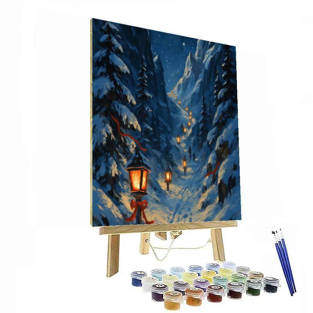 Christmas Lanterns In The Mountain Pass paint by number