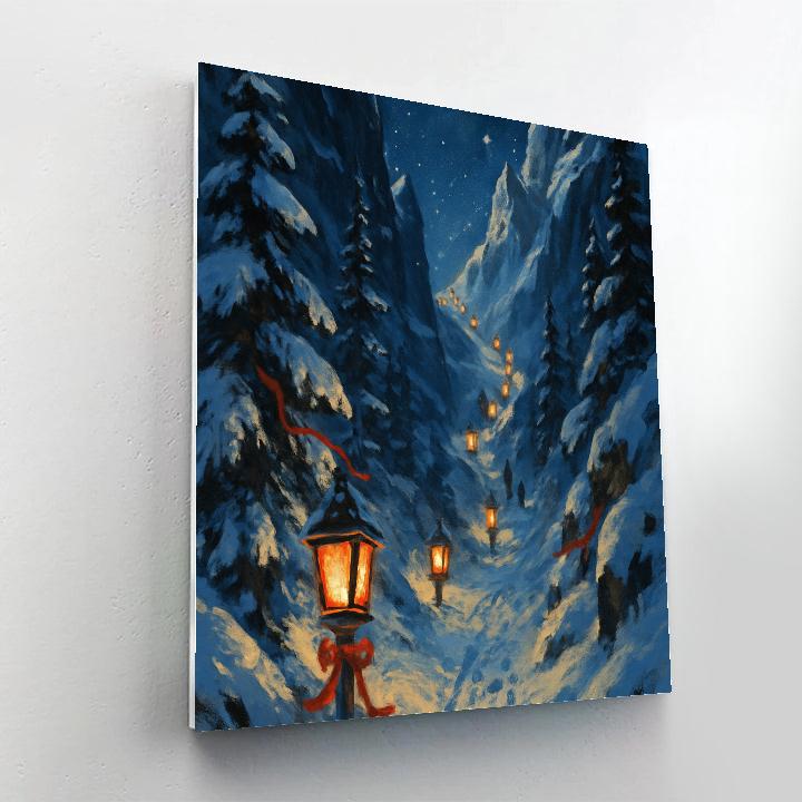 Christmas Lanterns In The Mountain Pass paint by number