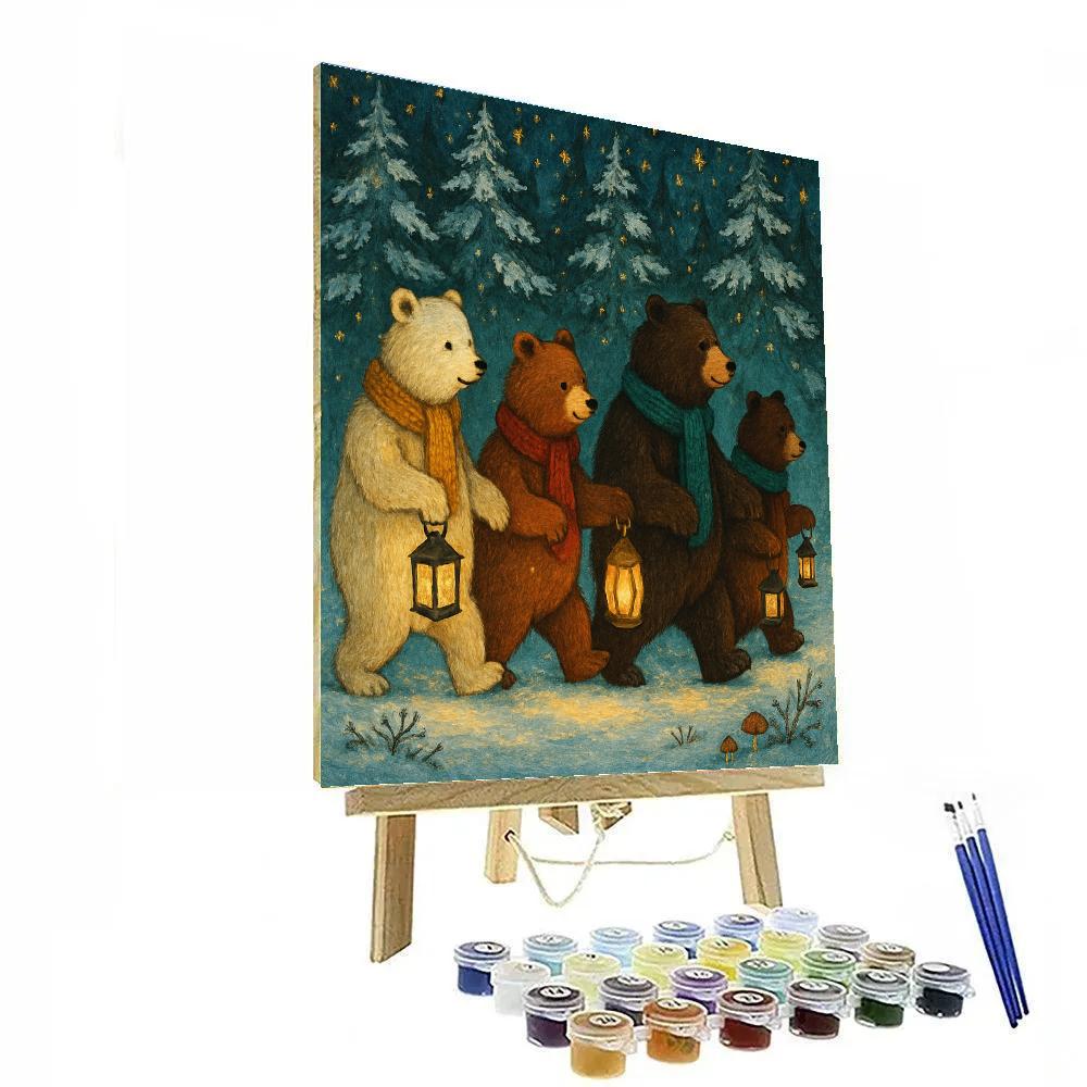 Christmas Parade Of Lantern Bears Numbered painting kits