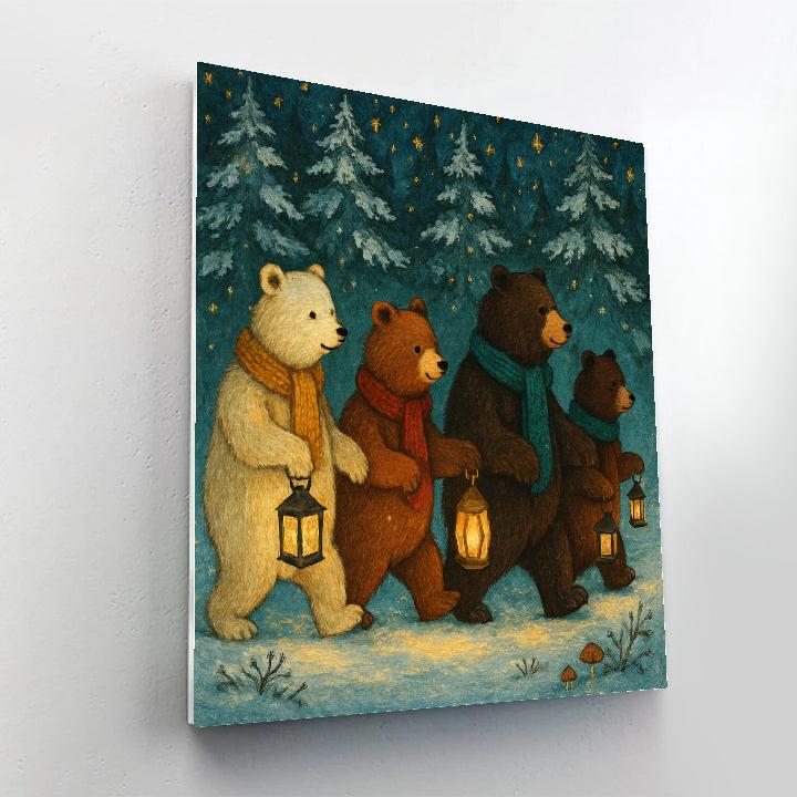 Christmas Parade Of Lantern Bears Numbered painting kits