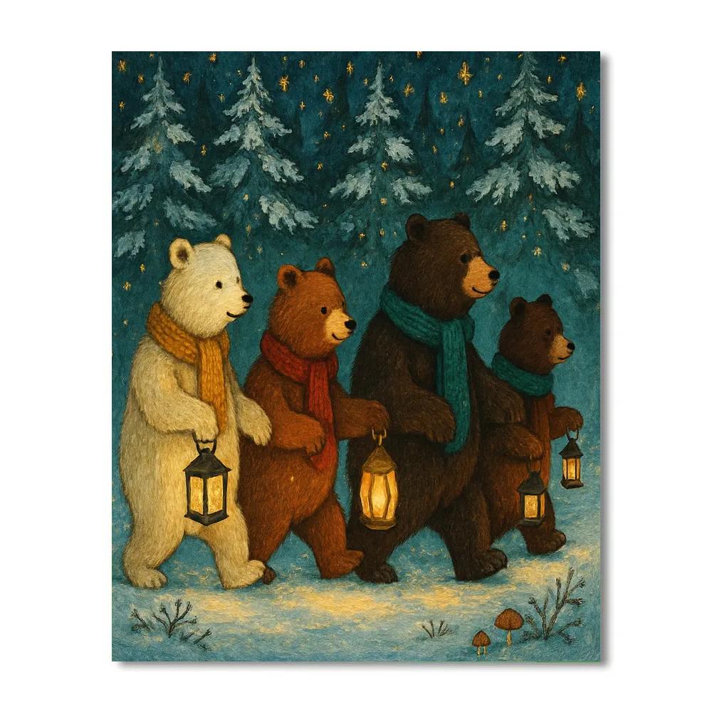 Christmas Parade Of Lantern Bears Numbered painting kits