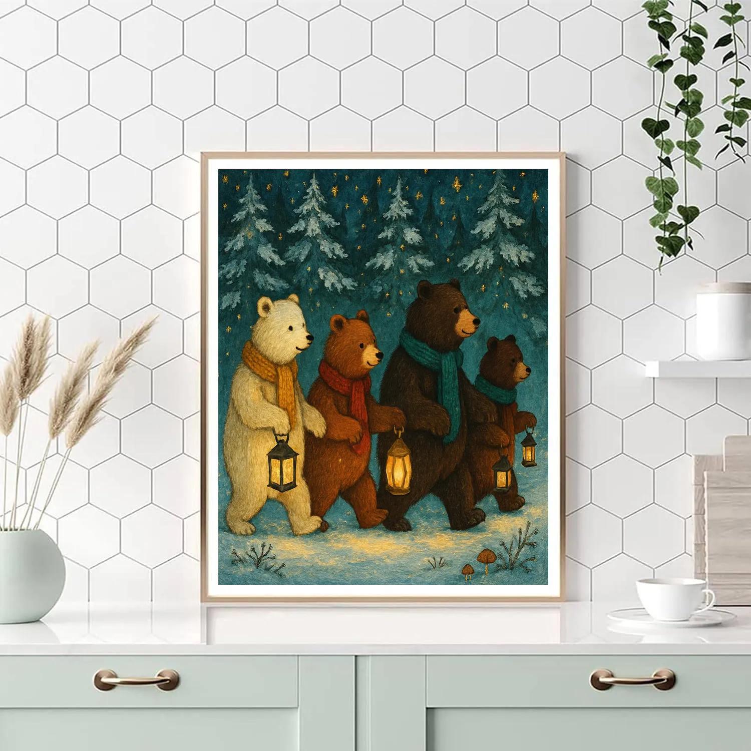 Christmas Parade Of Lantern Bears Numbered painting kits