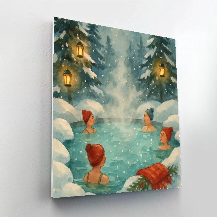 Holiday Hot Springs In The Snow Number painting