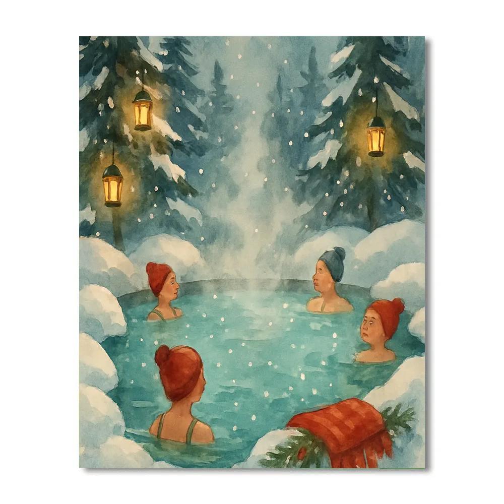 Holiday Hot Springs In The Snow Number painting