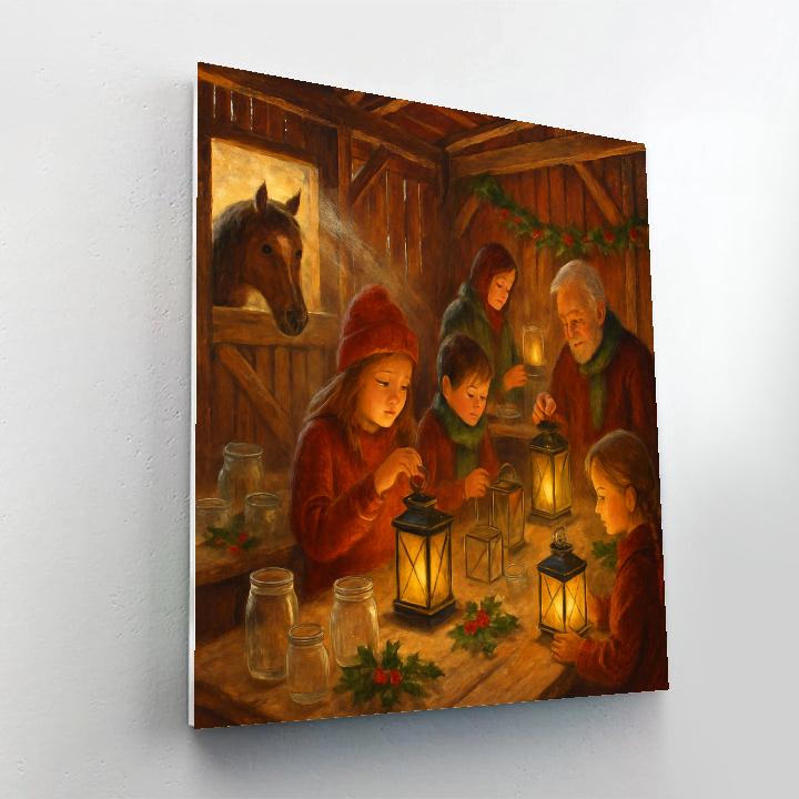 Christmas Lantern Workshop In The Barn Paint by numbers art