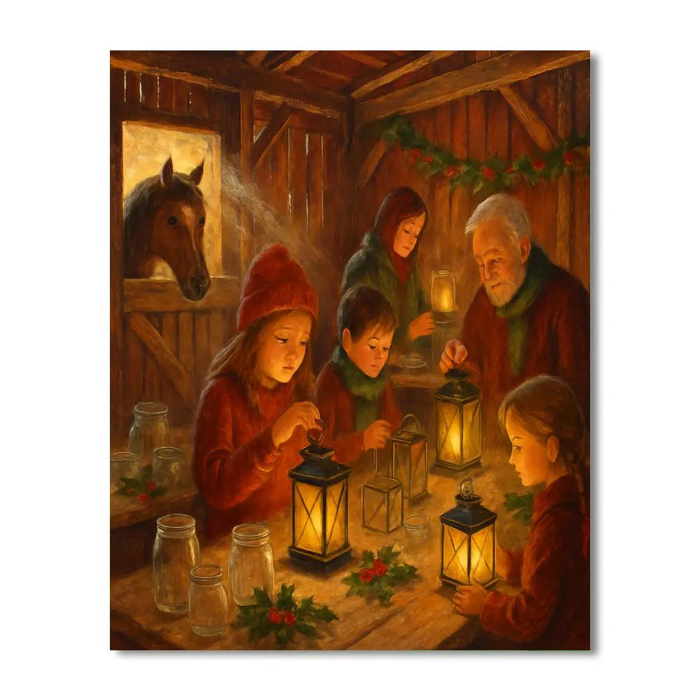 Christmas Lantern Workshop In The Barn Paint by numbers art