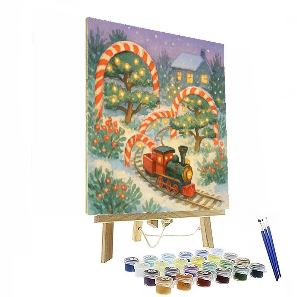 Christmas Garden Railway At Dusk paint by color