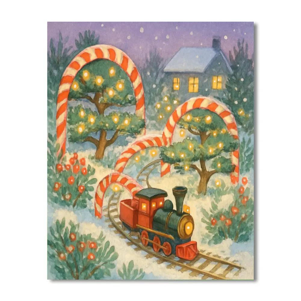 Christmas Garden Railway At Dusk paint by color