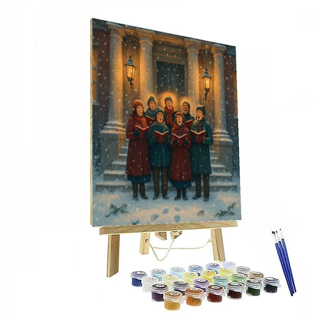 Christmas Choir On The Frozen Steps painting number kit