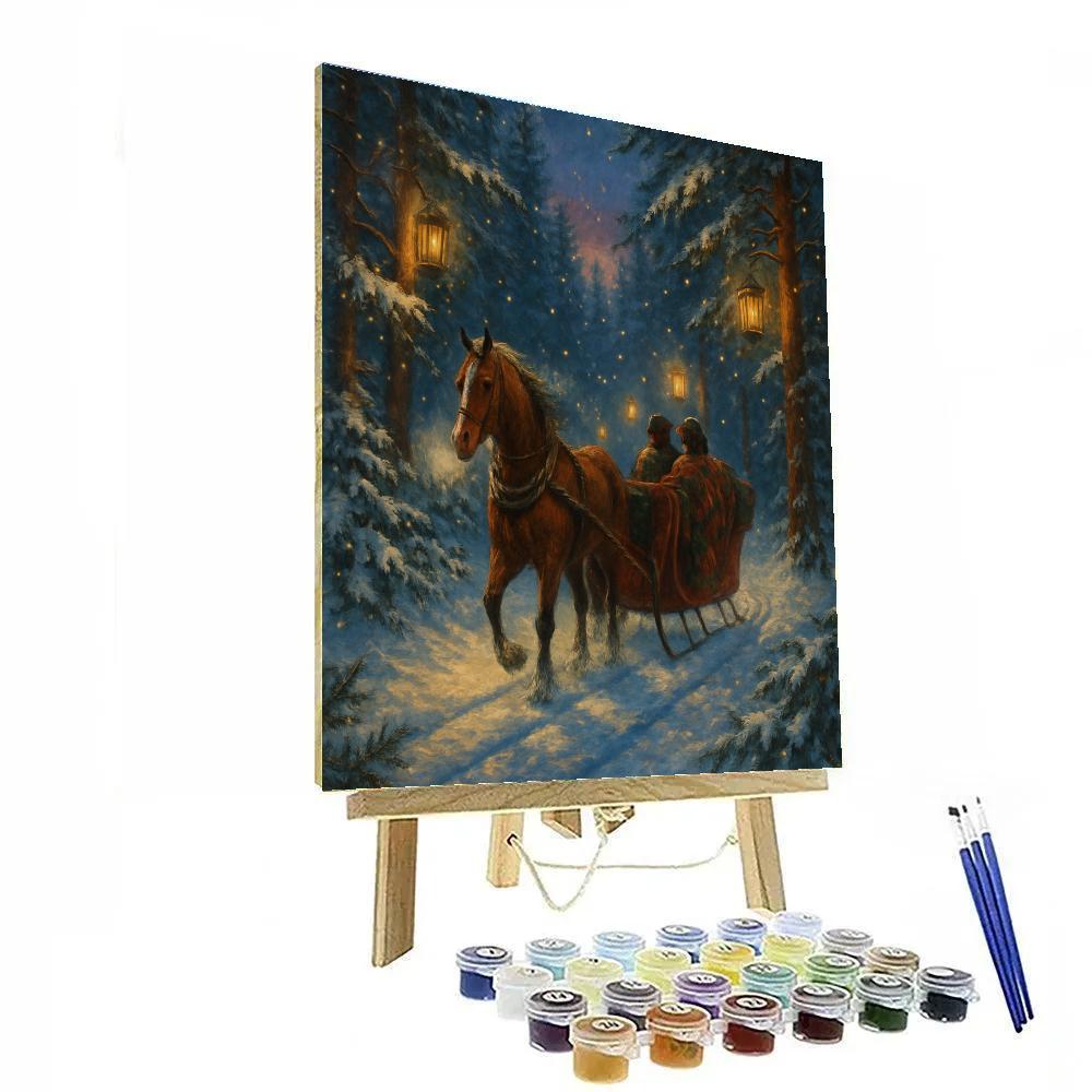 Twilight Sleigh Ride Through Lantern Woods Numbered painting kits
