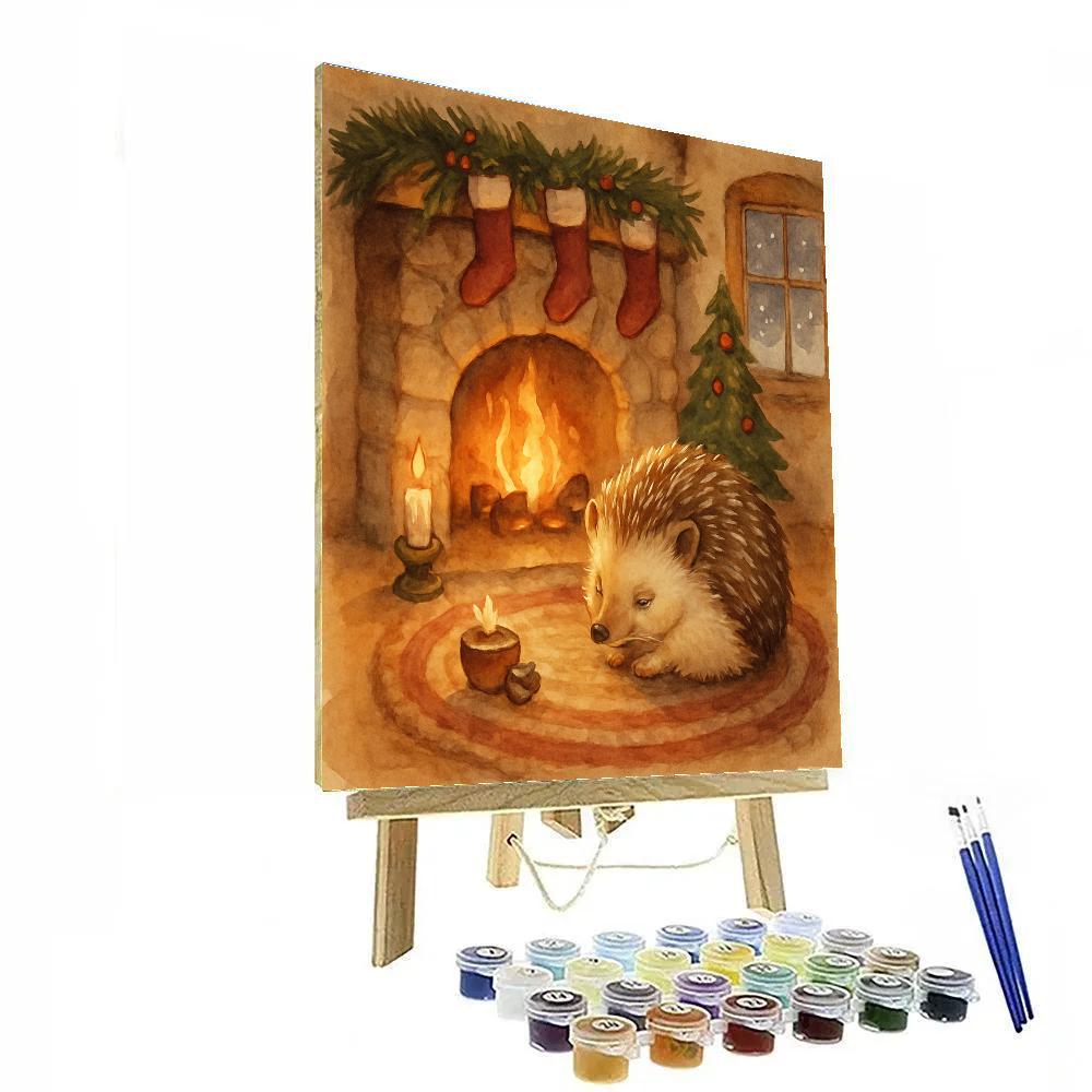 Holiday Hedgehog By The Hearth Number painting