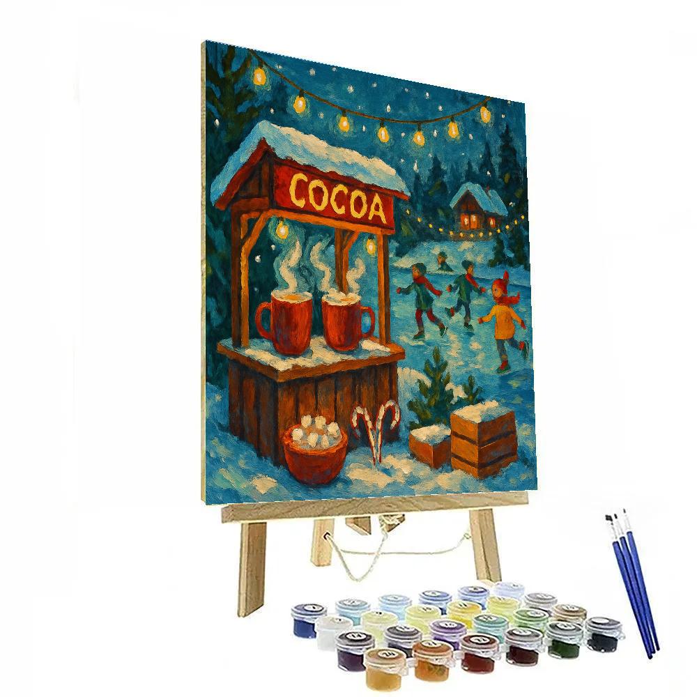 Christmas Cocoa Stand On The Frozen Pond Paint by numbers art
