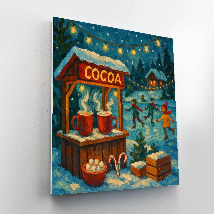 Christmas Cocoa Stand On The Frozen Pond Paint by numbers art