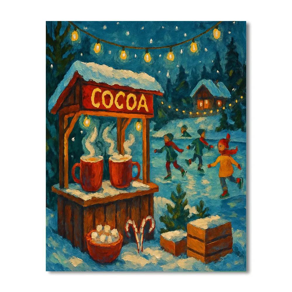 Christmas Cocoa Stand On The Frozen Pond Paint by numbers art