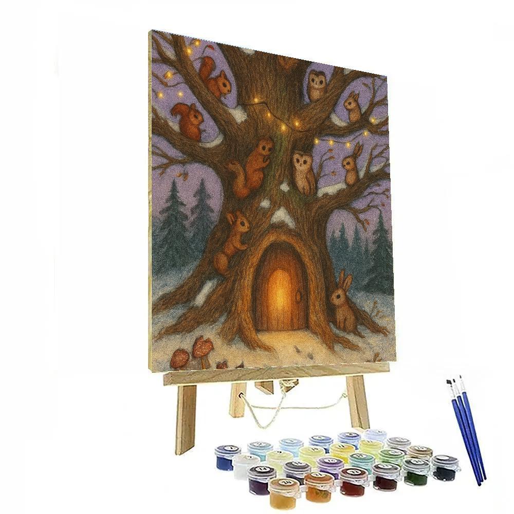 Secret Christmas Door In The Oak Tree Paint by numbers art
