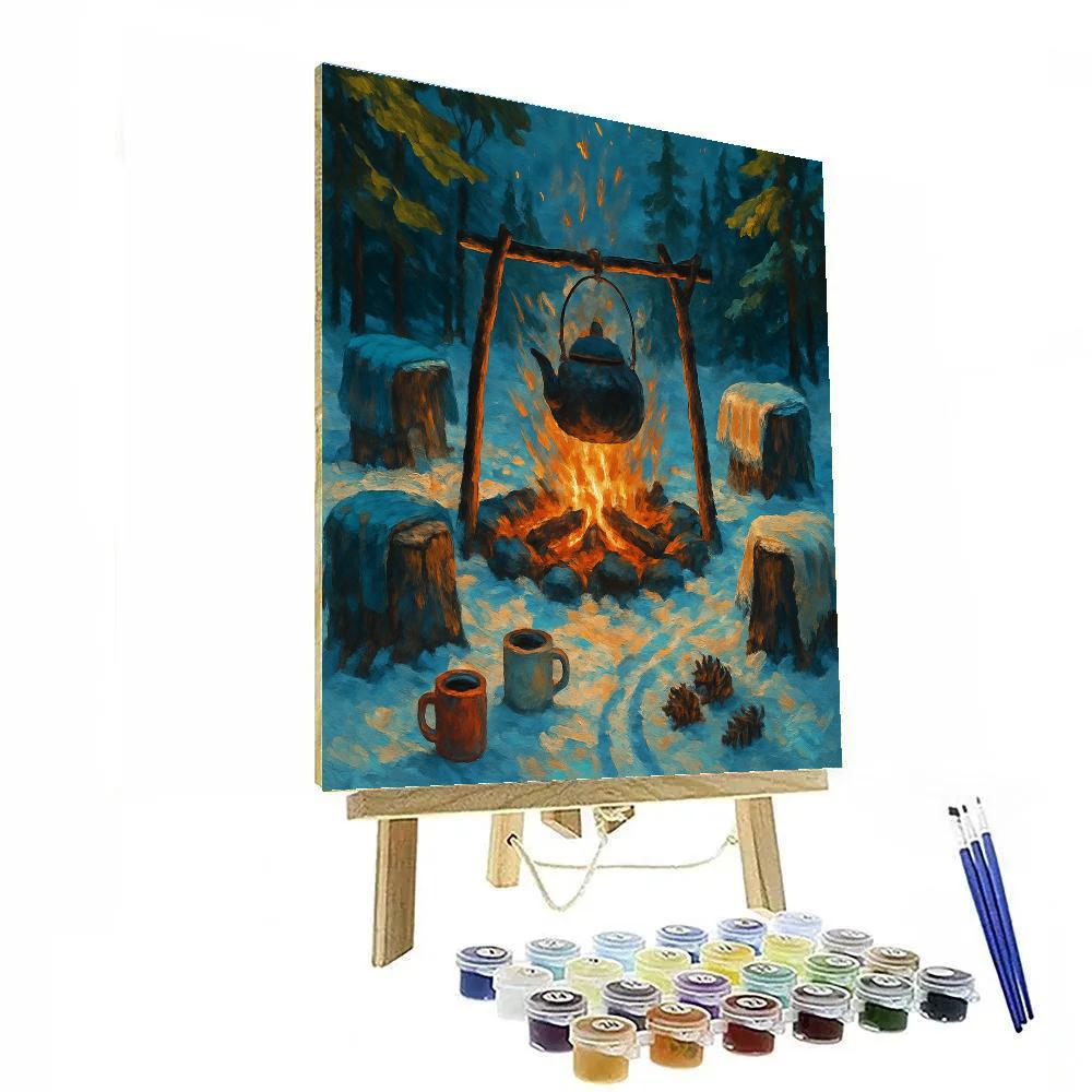 Christmas Kettle Over The Forest Firepit Paint by numbers kits