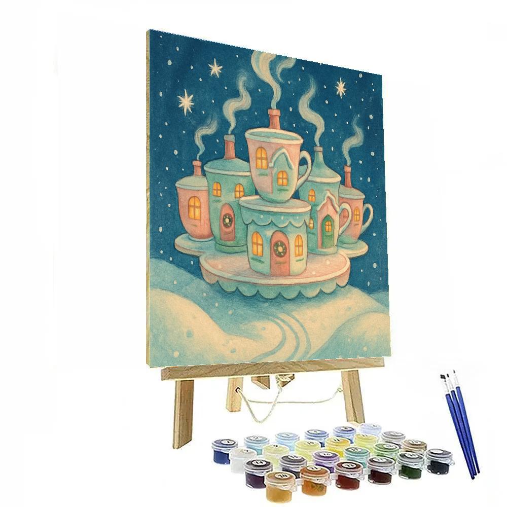 Christmas Carousel Of Teacup Houses paint by color
