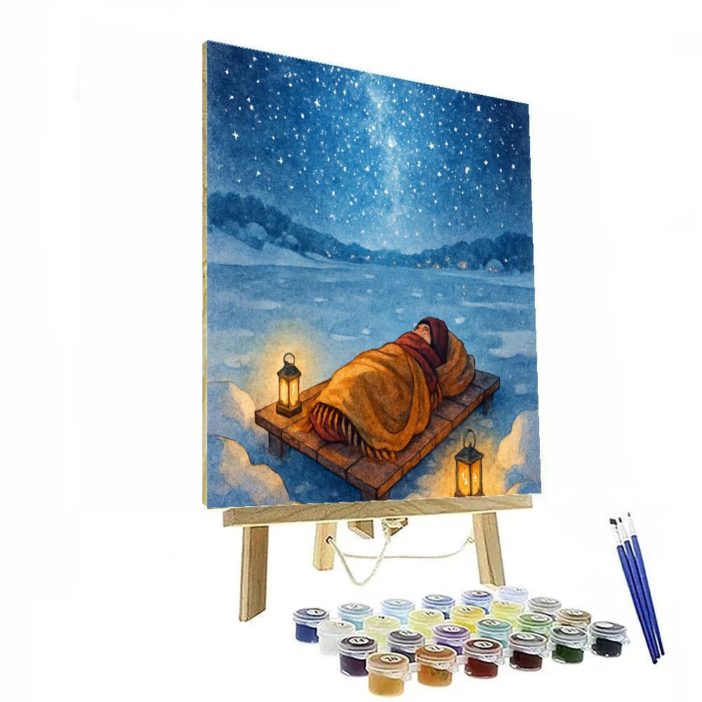 Winter Stargazing On The Frozen Dock Numbered painting kits