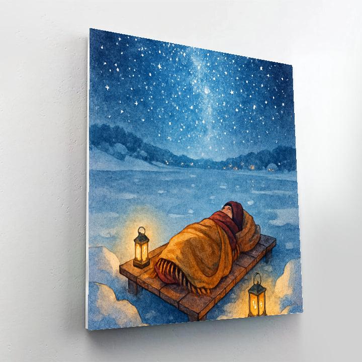 Winter Stargazing On The Frozen Dock Numbered painting kits