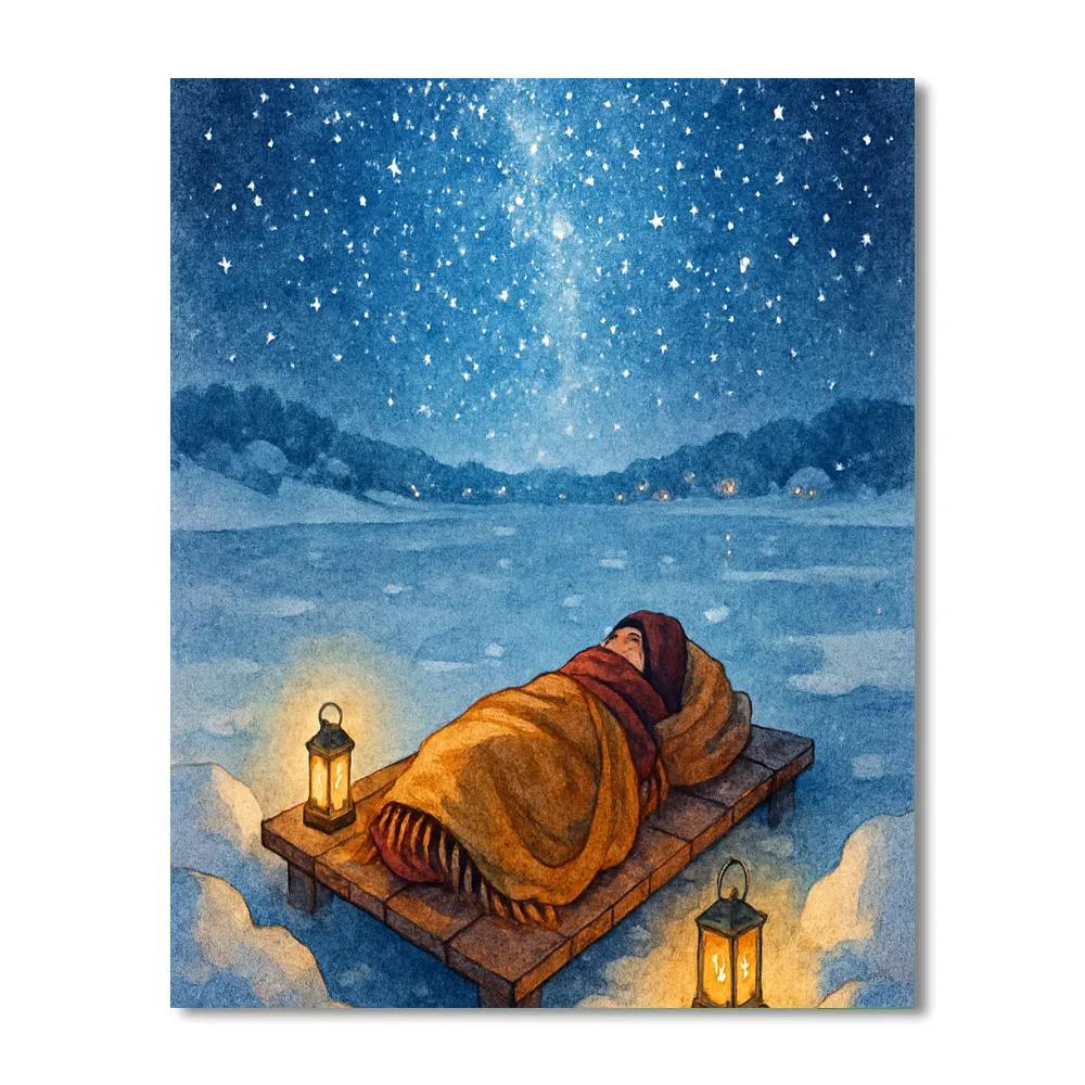 Winter Stargazing On The Frozen Dock Numbered painting kits